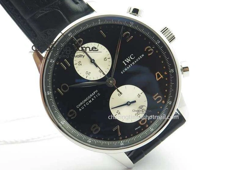 MIROTIME 0313 Modern Portuguese IW371404 ZF V3 1:1 Best Edition SS Black Dial On Black Leather Strap A 7267